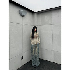 Lunivop Women's Blue Y2k Cargo Jeans Harajuku Denim Trousers Aesthetic Oversize Jean Pants Vintage Japanese 2000s Style Trashy Clothes