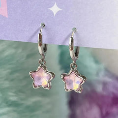 Lunivop Gothic Cute Dream Fairy Moonlight Stone Star Pendant Earrings For Egirl Y2K EMO 2000s Harajuku Goth Vintage Jewelry Accessories