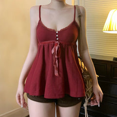 Lunivop Cute Coquette Bandage Bow Tees Women Summer Casual Fashion Loose A-line Camis Vintage y2k Crop Top Retro Aesthetic Vest