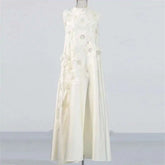 Lunivop Elegant Beautiful Women Dress 3D Floral Embroidered Flares Design Loose Sleeveless Summer Dresses