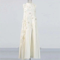 Lunivop Elegant Beautiful Women Dress 3D Floral Embroidered Flares Design Loose Sleeveless Summer Dresses