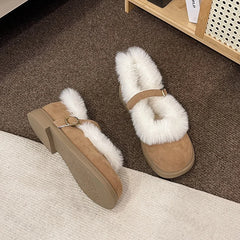 Lunivop Elegant Winter Shoes for Women New Fashion Casual Female Flats Plush Warm Slip-on Loafers Fur Round Toe Moccasin Dress Shoe