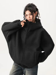 Lunivop Y2K Black Hoodies Women Streetwear Oversize Loose Long Sleeve Retro Sweatshirt American Harajuku Vintage Bf Tops Coats New