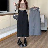 Lunivop High-waisted Slimming Skirt Greysuit Women's Lightweight Casual A- line Medium-length Dress