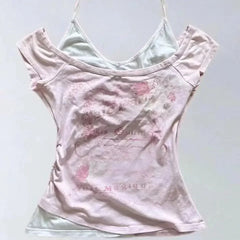 Lunivop Subculture Woman Clothing Y2K Punk T-shirts American Vintage Sweet Sexy Short Female Clothing Green Summer Casual Popular Tops