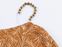 Lunivop Holiday Orange Floral Tree Print Slash Collar Beading Strap Sling Mini Dress Women Loose Straight Dresses Femme Vestidos Robe