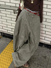Lunivop Y2K Vintage Women's Cargo Pants Harajuku Oversize Wide Leg American Retro Pants Baggy Casual Summer Thin Trousers Gyaru