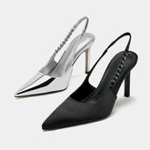 Lunivop Fashion Pointy High Heels Women's Summer New Chain Design Sense Niche Thin Heels Outside Wear Baotou Sandals Crystal Pumps