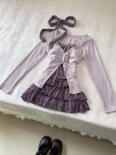 Lunivop Sweet Fake Two Piece Long Sleeve Top for Women+ Y2k High Waist A-line Skirts Two Piece Sets 2025 Summer Fashion New