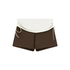 Lunivop Drawstring Panelled Patchwork Casual Shorts Ballet Casual High Waist Denim Shorts Women Japan Slim Trendy Minority Pants