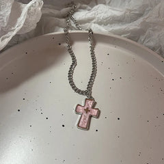 Lunivop Harajuku Punk Love Heart Rhinestones Gothic Titanium Steel Necklace For Women New Cool Girl Party Jewelry Gifts For Friend