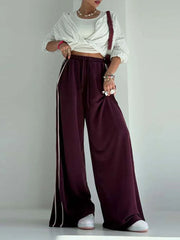 Lunivop Casual Stripe Loose Long Pants for Women Fashion High Waist Female Wide Leg Trousers Spring Autumn Lady Pants High Street