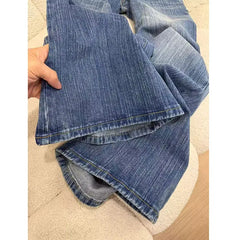 Lunivop Retro Washed Jeans Women Korean Fashion Low-Waisted Denim Flares Trousers Female American Style Vintage Slim Fit Long Pants