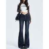 Lunivop American Low Waist Micro Flare Jeans for Women Fall Winter New Style Slimming Extended Horse Hoof Bell Pants