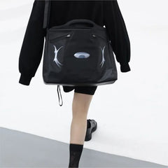 Lunivop High Street Black Crossbody Bags Briefcase Women Vintage Leather Handle Messenger Bag Female Large Capacity Y2k Hand Bag