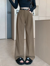 Lunivop Retro Belt Corduroy Pants Women High Waist Loose Pockets Wide Leg Trousers Casual Fall Winter Vintage Simple Straight Pant