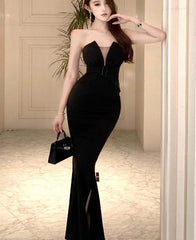 Lunivop Woman Dress Strapless Split Slim Elegant Vintage Backless Temperament Party Dress Female Sexy Ladies Fashion Cocktail