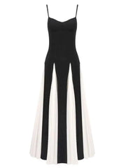 Lunivop Women Fashion Strapless Dress Chest Wrapping Backless Contrast Color Waist Retraction Ankle-length Dresses Spring 2025 New