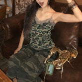 Lunivop Camouflage Sling Short Y2K Goth Tanks New American Vintage Lace Patchwork Camis Slim Trendy Hot Sell Sexy Spice Girls Top