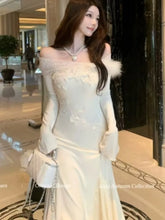 Lunivop Korean Vestidos Para Mujer Spring Autumn New Knitted Dresses For Women Slash Neck Flare Sleeve Lace Patchwork Slim Mermaid