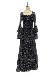 Lunivop Women's Printing Design Dresses Round Neck High Waist Long Sleeve Slim Elegant Dress Female Autumn 2025 New