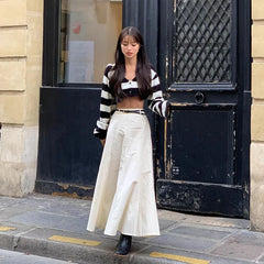 Lunivop Knitting Deep V Button Striped High Waist Long Sleeve Women'S Tops Y2K Streetwear Wholesale Winter Fashion Clothing