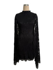 Lunivop New Fashion Wuramerican Temperament Small Stand Collar Split Long Sleeve Dress Sexy Bodycon Short Dresses Y2k Lace Clothes