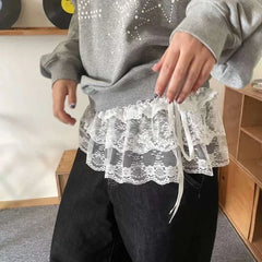 Lunivop Korean Style Lace Mini Skirts Women Elegant Sweet Lolita Short Skirts Cute High Waist Y2k Streetwear Black Ruffle Skirt