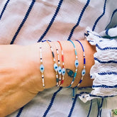 Lunivop Bohemia Lucky Evil Eye Shell Beaded Weaving Bracelet for Women Stacked Bead Bracelet Summer Beach Party Jewelry Gift