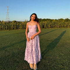 Lunivop Summer Elegant and Beautiful Dresses 2024 New Arrivals Spaghetti Strap Purple Jacquard Dress Casual Women's Clothing