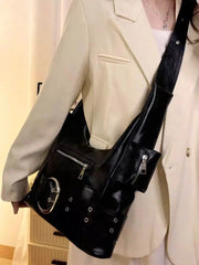 Lunivop High Street Black Shoulder Bags Purse Women Sweet Cool Hot Girls Leather Y2k Handbag Female Retro Casual Crossbody Bags