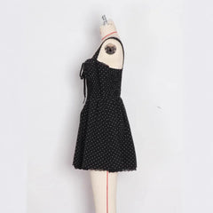 Lunivop Sexy Backless Mini Dress with Belt Polka Dot Strapless Summer Sleeveless Women's Clothing Square Collar Chinese Origin