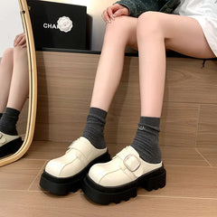 Lunivop Autumn Platform Women Toe-cap Half Slippers Solid Non-slip Shoes for Women Slippers Fashion Buckle Slip-on Women Slippers
