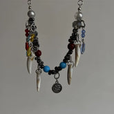 Lunivop New Punk Vintage Wolf Tooth Pendant Necklace for Men Women Leather Beaded Weaved Ethnic Style Jewelry Gifts