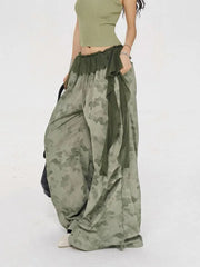 Lunivop Lace Patchwork Camouflage Pant Women Y2K Hip Hop Streetwear Cargo Trousers Vintage High Waist American Fall Design Wide Leg Pant