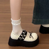Lunivop Vintage Platform Women Mary Jane Shoes Concise Butterfly-knot Single Shoes Ladies Elegant Height Increase Dress Pumps