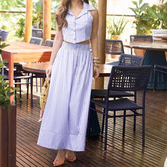 Lunivop Spring/Summer Women's Temperament Striped Skirt Top Set