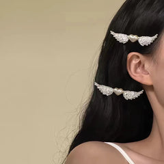 Lunivop Korean Style Angel Wing Inlay Rhinestone Women's Duckbill Hair Clips Imitation Pearl Heart Side Bangs Barrettes Hair Accessories