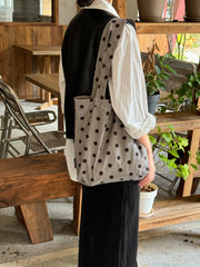 Lunivop Autumn Versatile Retro Tote Bags Korean Style Niche Polka Dot Shoulder Bag for Women
