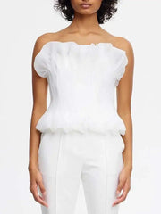 Lunivop Solid Designer Women's Tank Tops Sleeveless Shoulder Tuning Splicing Work Elastic Fold Short Tube Top Female New