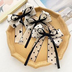 Lunivop 4-piece women satin long ribbon hair clip set, printed bow hair clip, frosted surface, fashionable and elegant hair accessories,