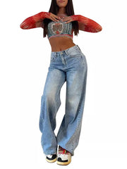 Lunivop Women’s High Rise Boyfriend Jeans Vintage Wide Leg Loose Denim Pants Washed Jeans with Pockets