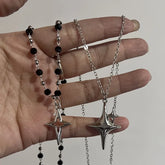 Lunivop Punk Hip Hop Pentagram Pendant Necklace Fashion Star Leather Rope Chain for Women Girls Y2K Style Jewelry Accessory