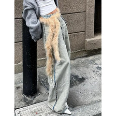 Lunivop Blue High Waist Women Jeans American Fashion Streetwear Wide Leg Jean Female Trouser Vintage Y2K NEW Straight Baggy Denim Pants