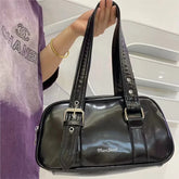 Lunivop Black Shoulder Bags Purse Women New High Street Pu Leather Casual Y2k Handbag Female Vintage Square Underarm Bag Purse