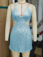 Lunivop Sexy backless sequin slip summer dress women elegant short party dresses woman mini club birthday evening dress vestidos
