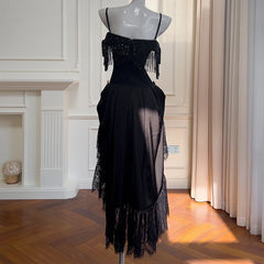 Lunivop Fashion Women's Suspenders Dress Sleeveless Tassels Irregular Patchwork Lace Female Party Dress New Tide