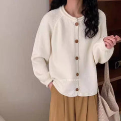 Lunivop Button Up Cardigan Sweater for Women Cozy Knitted Long Sleeve Single Breasted Sweater Jacket Autumn Winter Casual Chic Outfit