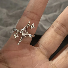 Lunivop Gothic Irregular Gemstone Ring Aesthetic Girls Adjustable Black Stone Ring Women's Liquid Punk Ring Vintage Jewelry Accessories