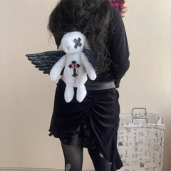 Lunivop Sweet Cool Y2k Backpacks Women Gothic Dark Plush Rabbit Cross Angel Wings Mini Backapck Hot Girls Subculture Mochila